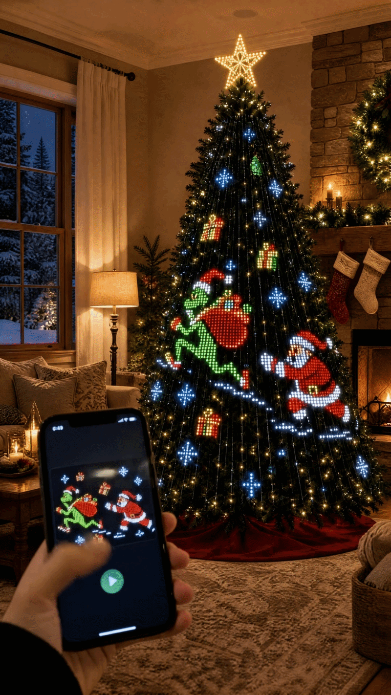 TreeLume animated Christmas lights controlled from a phone